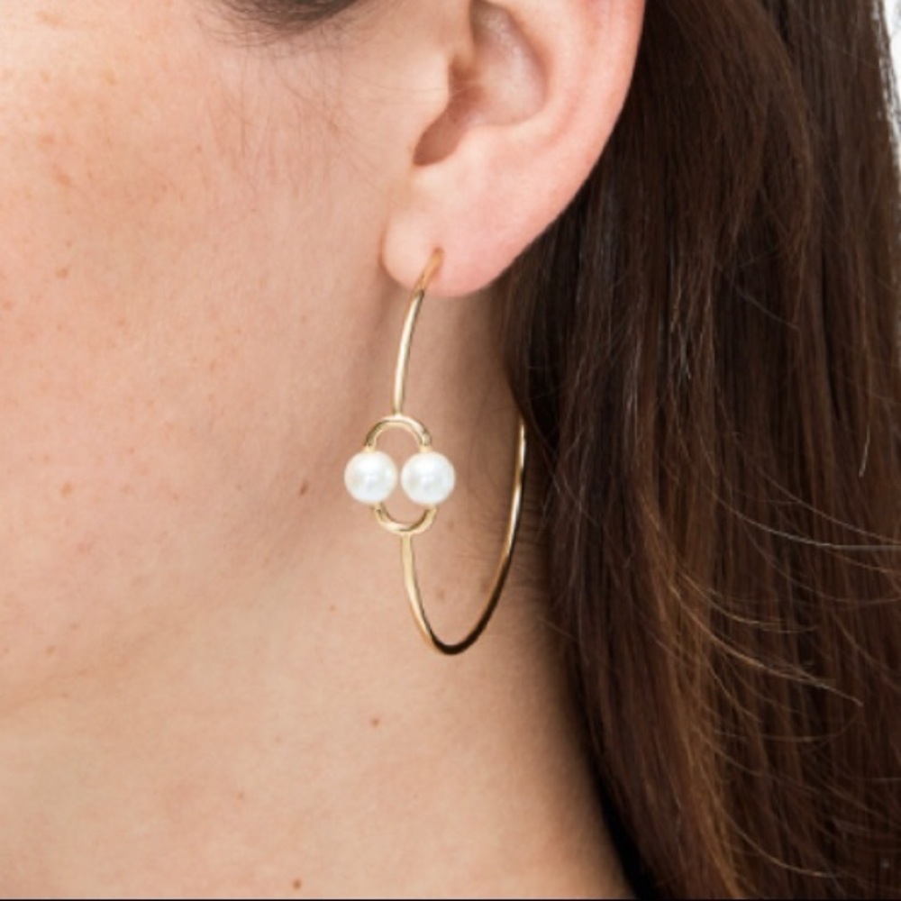 NWT Kate Spade Nouveau Pearl Hoop Earrings